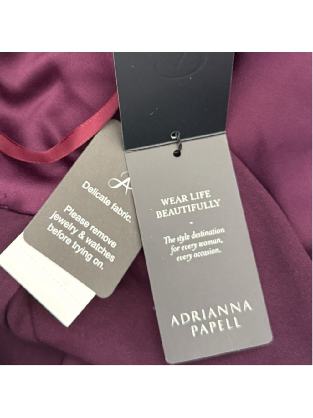 Adrianna Papell One Shoulder Burgundy Gown Ruffle Formal Dress Size 10 NWT - Picture 7 of 9